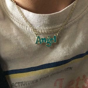 *SOLD* Y2K Blue Angel Necklace